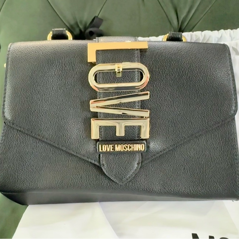 Love Moschino Black and Gold Crossbody Bag